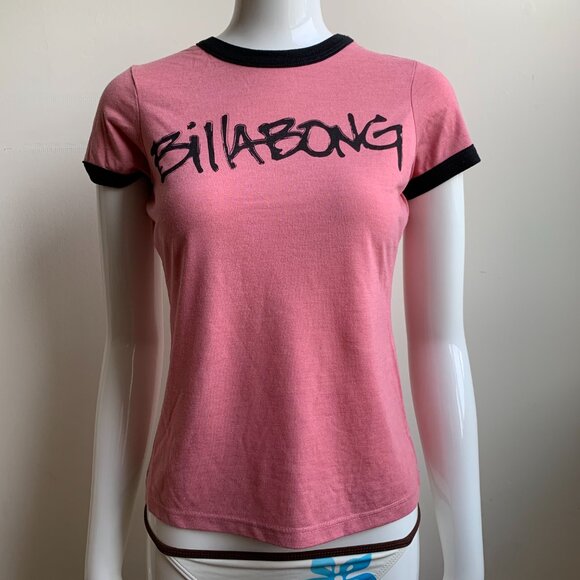 Billabong surf rose & black logo t-shirt - Picture 1 of 3
